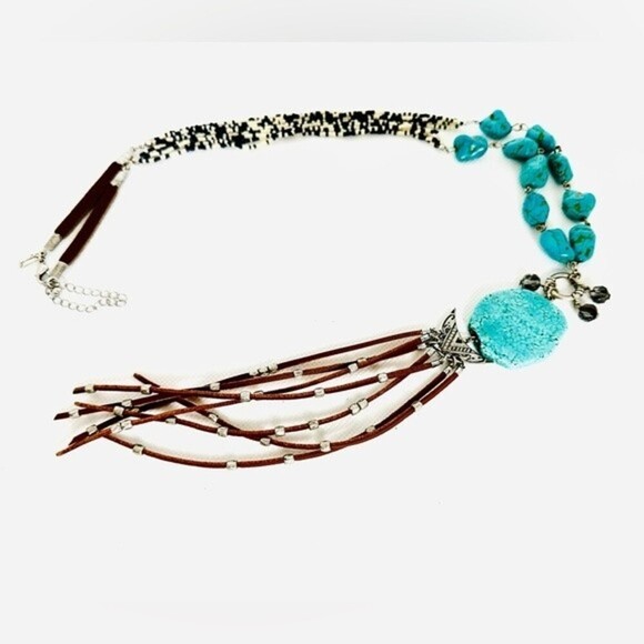SHYANNE WOMEN'S TURQUOISE COLORED BEADED PENDANT CHARM NECKLACE‎ - Picture 5 of 8